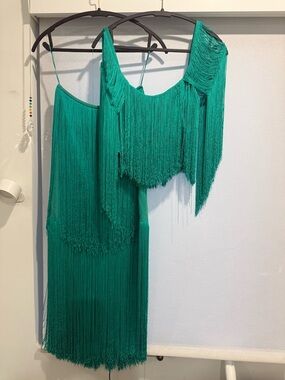 Emerald Fringe Skirt Set - Women’s Two-Piece Dancewear